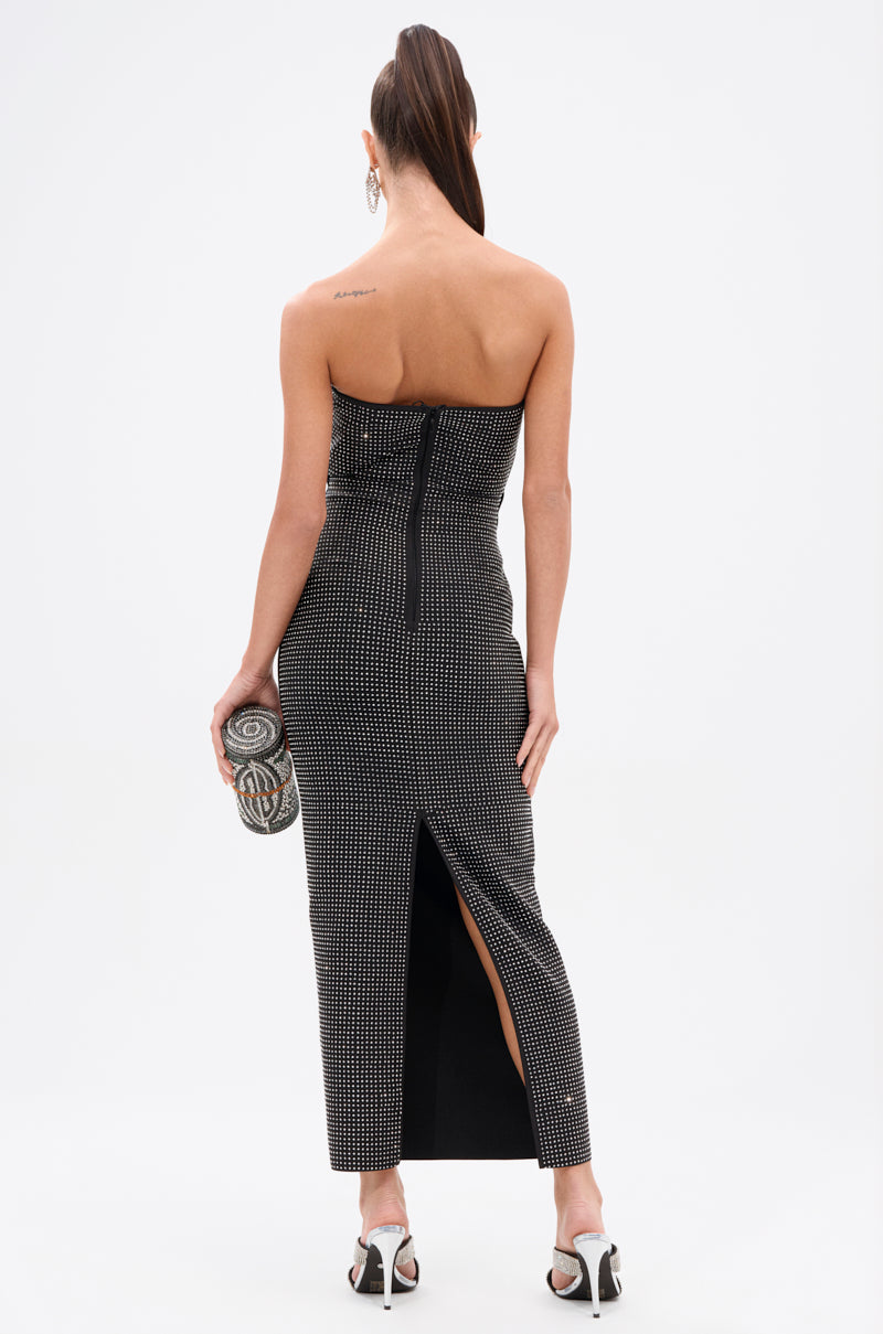 ALINA RHINESTONE MIDI DRESS