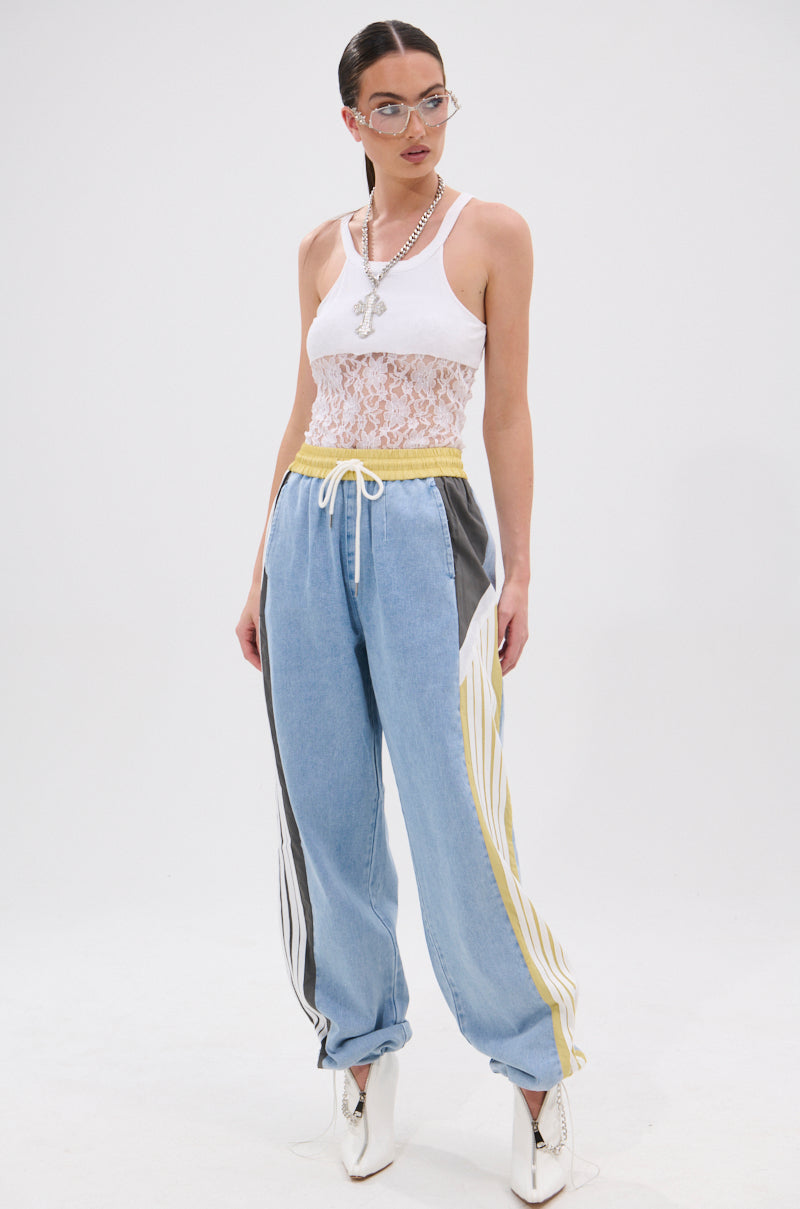 ALONE AGAIN DENIM TRACK PANT