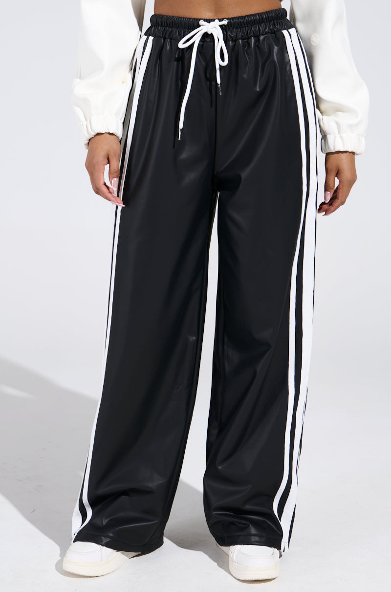 BELLERS PU TRACK PANT IN BLACK