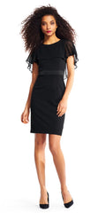 Adrianna Papell - Jewel Neck Cape Sleeve Fitted Dress AP1D100542SC