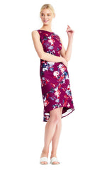 Adrianna Papell - AP1D102390SC Floral Print Bateau High Low Dress