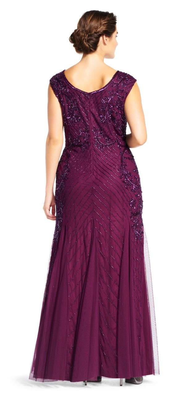 Adrianna Papell - Sequined Cutout Bateau Trumpet Gown AP1E200211SC