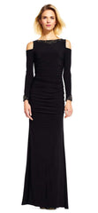 Adrianna Papell - Bateau Cold Shoulder Ruched Long Dress AP1E200716SC