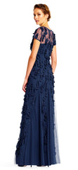 Adrianna Papell - Short Sleeve Petal Applique Long Dress AP1E200980SC