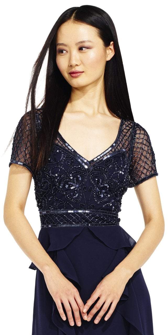 Adrianna Papell - Lace Embellished Ruffled Long Dress AP1E201086SC