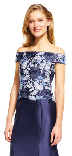 Adrianna Papell - Off Shoulder Laced Bodice Long Gown AP1E201247SC