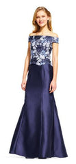 Adrianna Papell - Off Shoulder Laced Bodice Long Gown AP1E201247SC