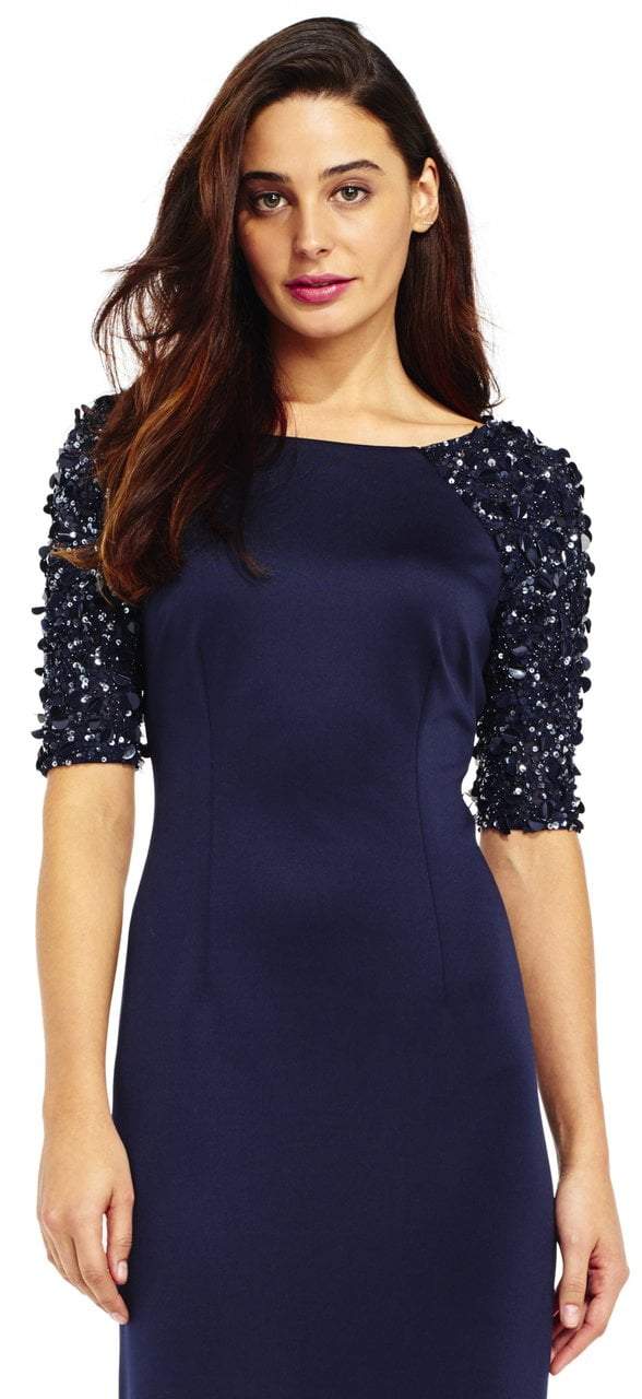 Adrianna Papell - Embellished Sleeve Fitted Evening Gown AP1E201359SC
