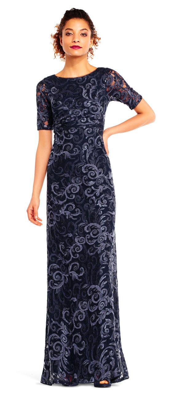 Adrianna Papell - Lace Fitted Bodice A-line Dress AP1E201418SC