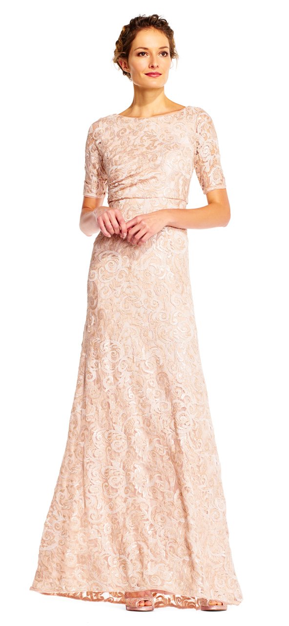 Adrianna Papell - Lace Fitted Bodice A-line Dress AP1E201418SC