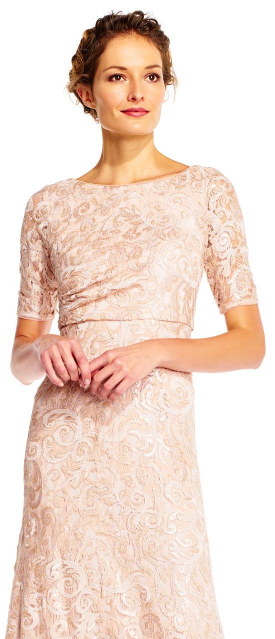 Adrianna Papell - Lace Fitted Bodice A-line Dress AP1E201418SC