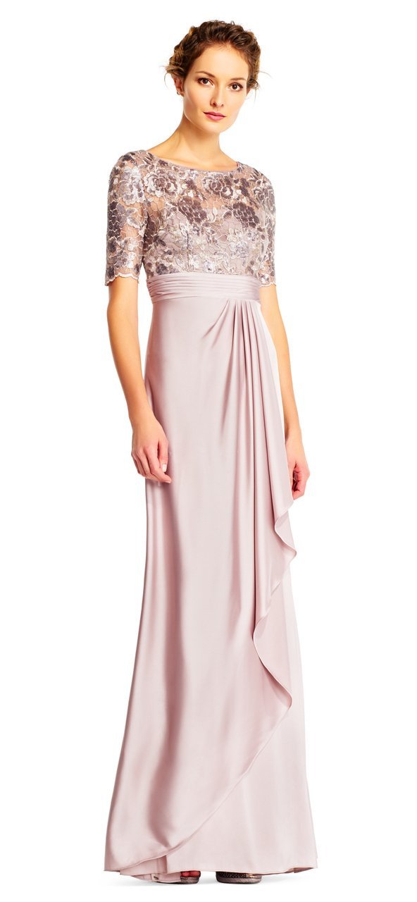 Adrianna Papell - AP1E201568SC Short Sleeve Lace Empire Sheath Dress