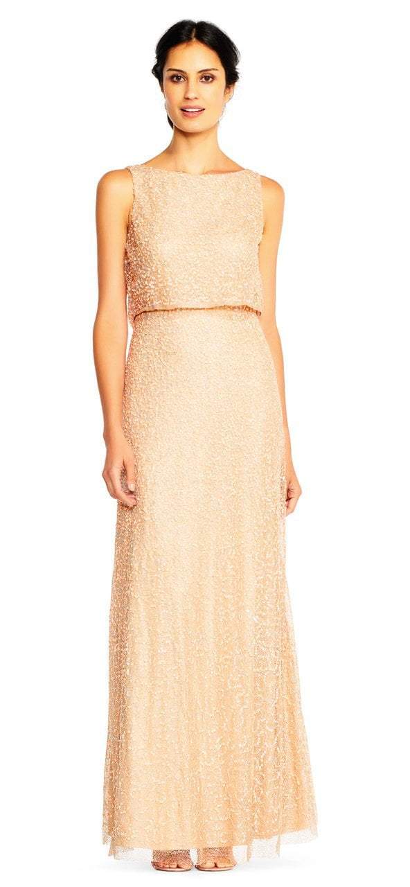 Adrianna Papell - Bateau Embellished Popover Long Gown AP1E201759SC