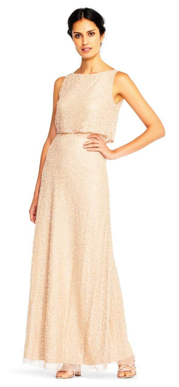 Adrianna Papell - Bateau Embellished Popover Long Gown AP1E201759SC