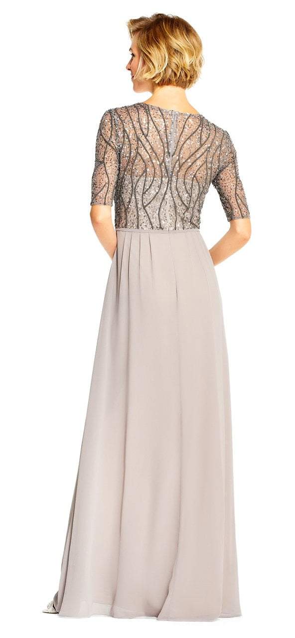 Adrianna Papell - Jewel Bedazzled Pleated A-line Dress AP1E202210SC