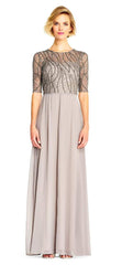 Adrianna Papell - Jewel Bedazzled Pleated A-line Dress AP1E202210SC