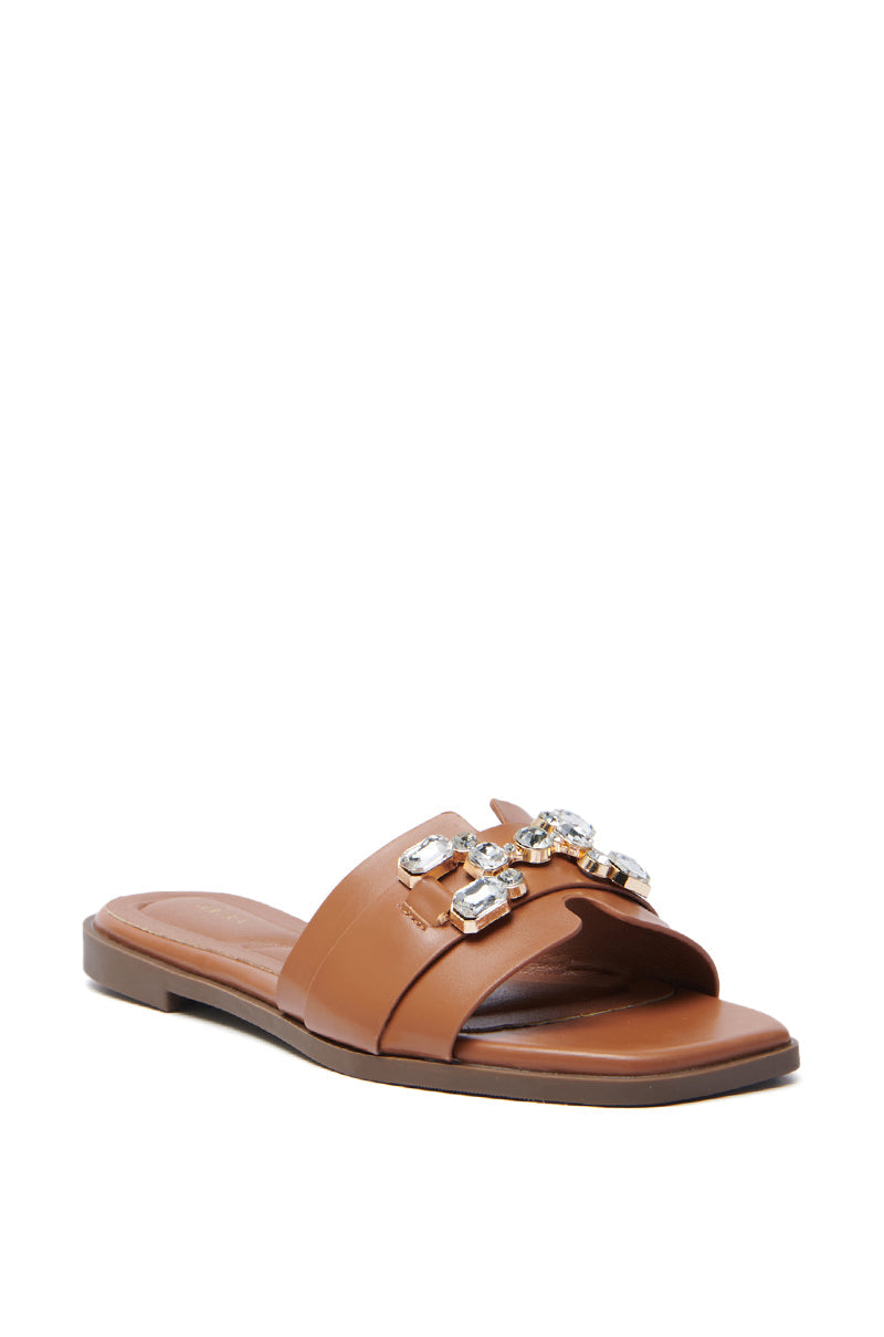 AKIRA  ARCADIANA BROWN EMBELLISHED RHINESTONE SANDAL