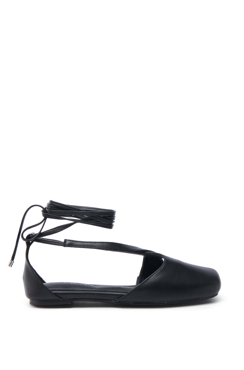 AKIRA AULORA BLACK FLAT SANDAL WITH PEEP TOE