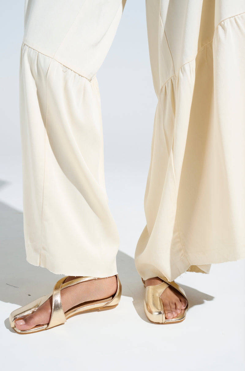 AKIRA AULORA GOLD FLAT SANDAL WITH PEEP TOE
