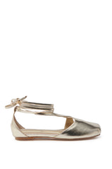 AKIRA AULORA GOLD FLAT SANDAL WITH PEEP TOE