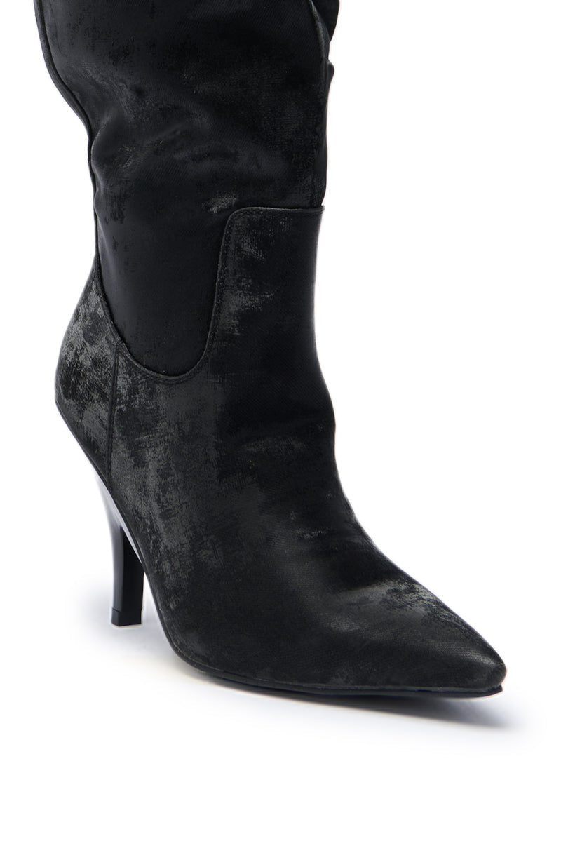 AZALEA WANG BACKER BLACK SHINE OVER THE KNEE BOOT