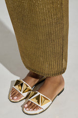 AKIRA BENNO WHITE SLIP ON SANDAL