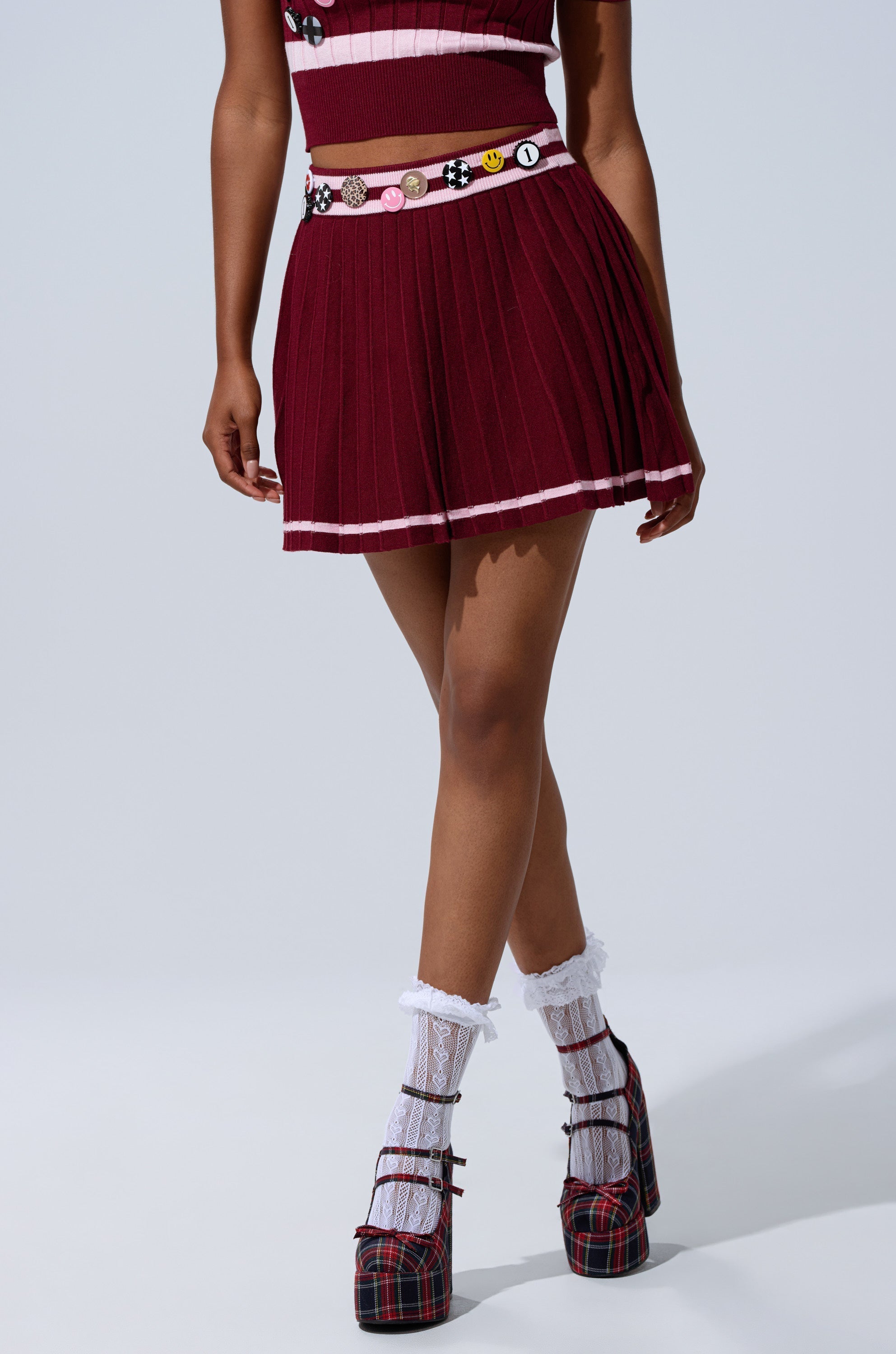 DREKE KNIT PLEATED MINI SKIRT