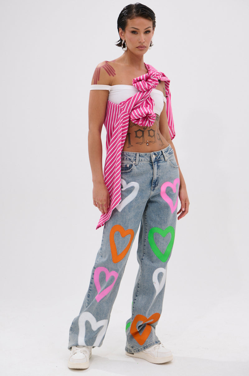 LOVERGIRL AIRBRUSHED WIDE LEG JEANS