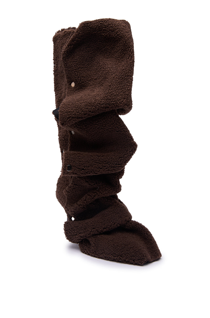 AZALEA WANG FABIAN BROWN SHERPA FOLDED DETAIL BOOT