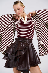 ALMA STRIPE COLLARED BODYSUIT