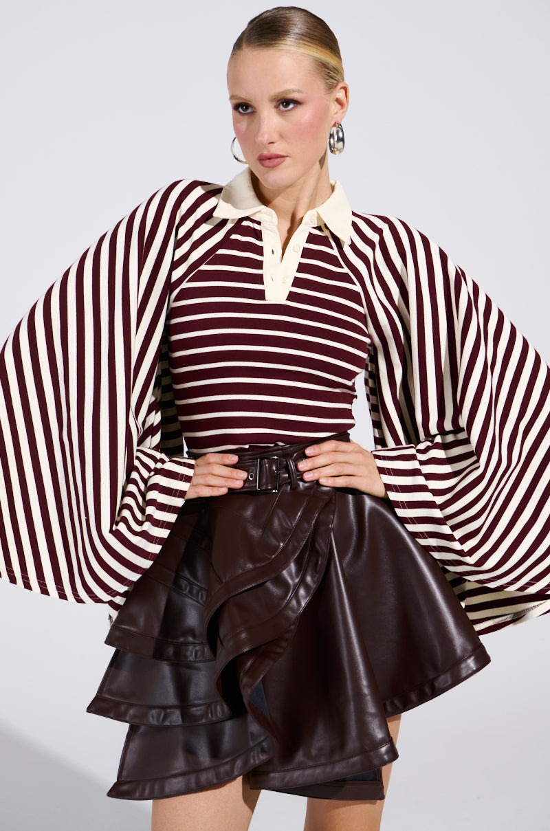 ALMA STRIPE COLLARED BODYSUIT