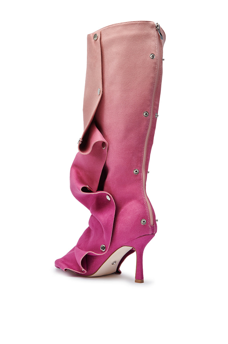 AZALEA WANG IMOGINE PINK MULTI FAUX SUEDE BOOT
