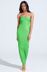 IF YOU'RE LUCKY METALLIC MAXI DRESS IN GREEN