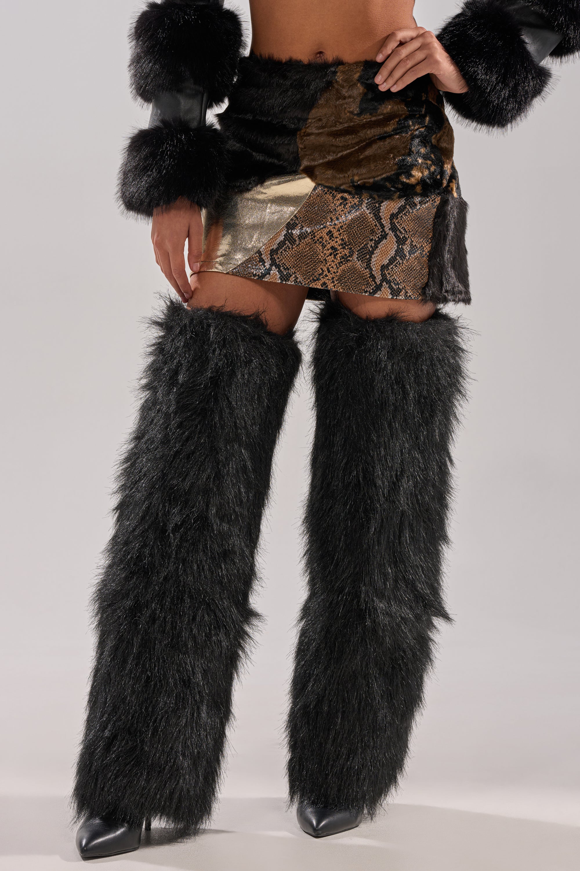 ALWAYS WANT YOU BY MY SIDE ABSTRACT FUR MINI SKIRT