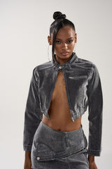 ALL FOR LOVE VELVET DENIM MOTO