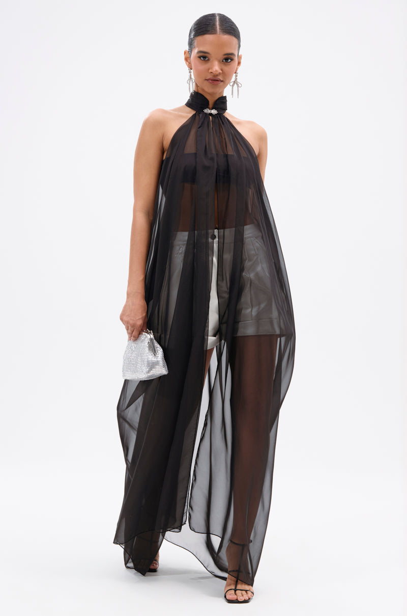 GLOWING CHIFFON BLOUSE IN BLACK