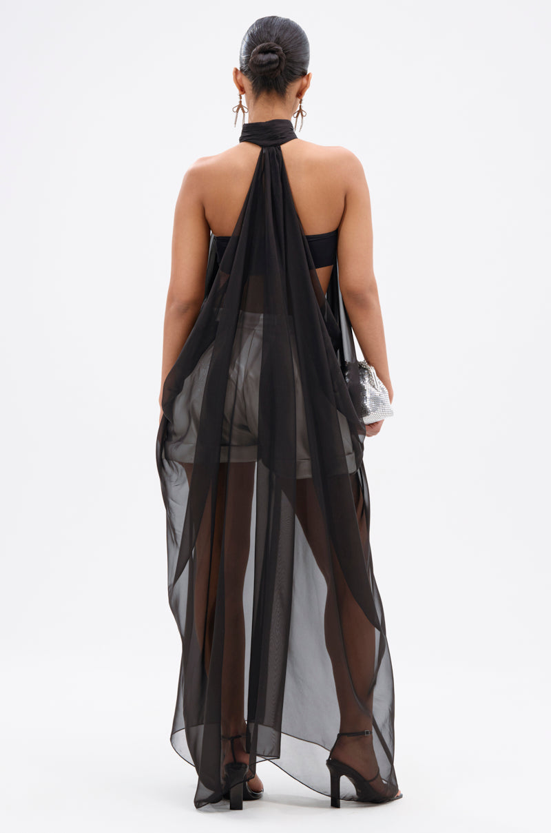 GLOWING CHIFFON BLOUSE IN BLACK