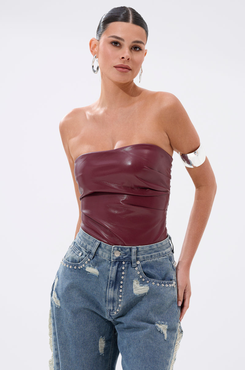 LUSH LIFE FAUX LEATHER BODYSUIT