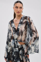 RUBY OMBRE TIE FRONT BLOUSE