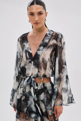 RUBY OMBRE TIE FRONT BLOUSE