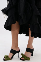 AZALEA WANG MENES BLACK PUFF DETAIL SANDAL