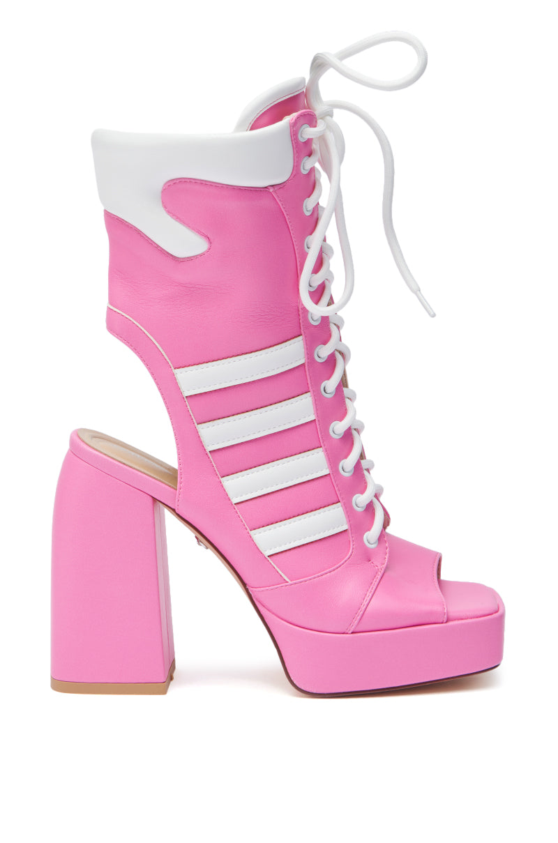 AZALEA WANG PAMINA PINK OPEN TOE SPORTY BOOTIE