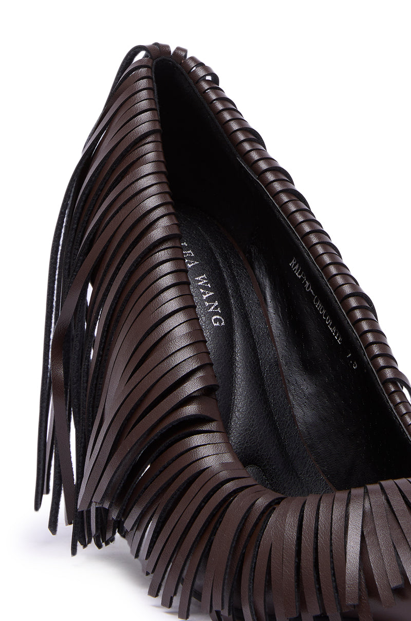 AZALEA WANG RALPH CHOCOLATE FRINGE CLASSIC PUMP