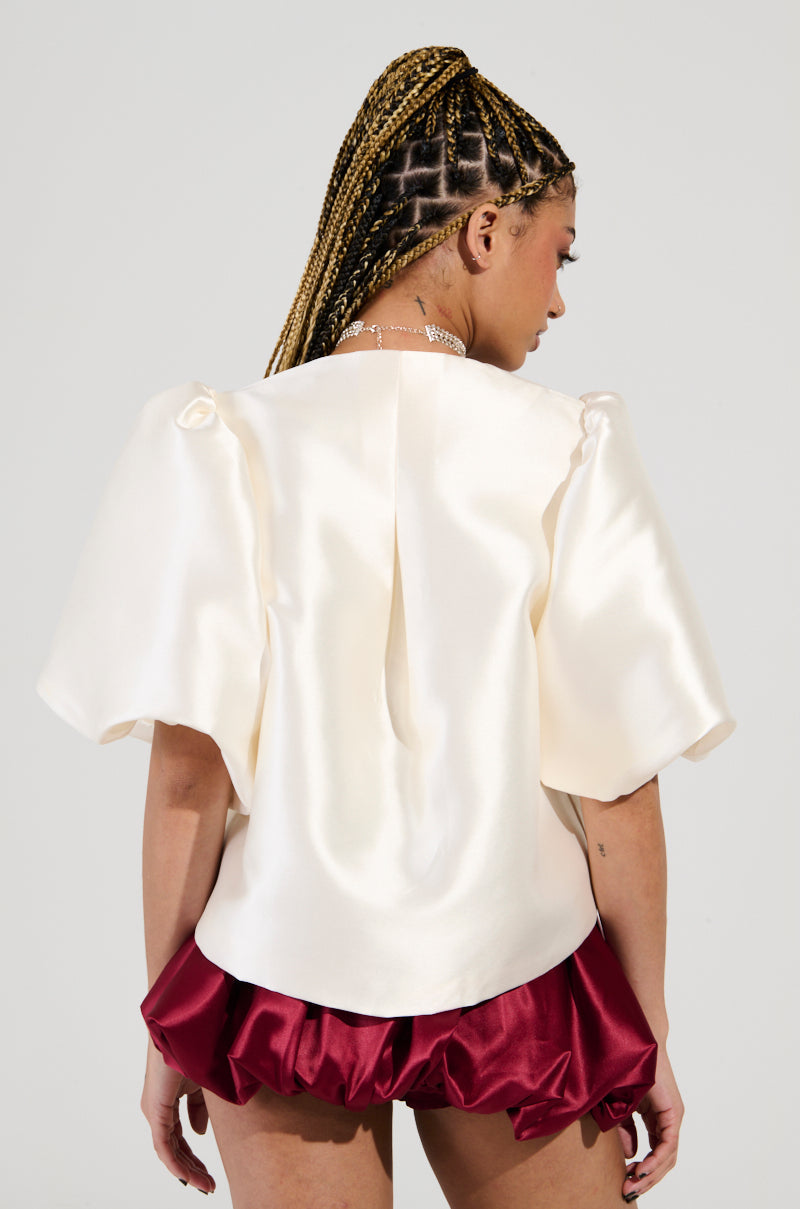 ALL THE TEA TIE FRONT BLOUSE IN IVORY