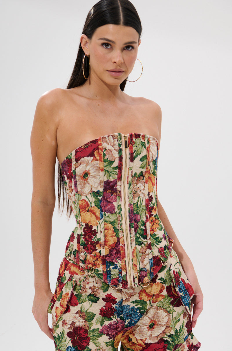 FLORAL FOR DAYS BROCADE CORSET