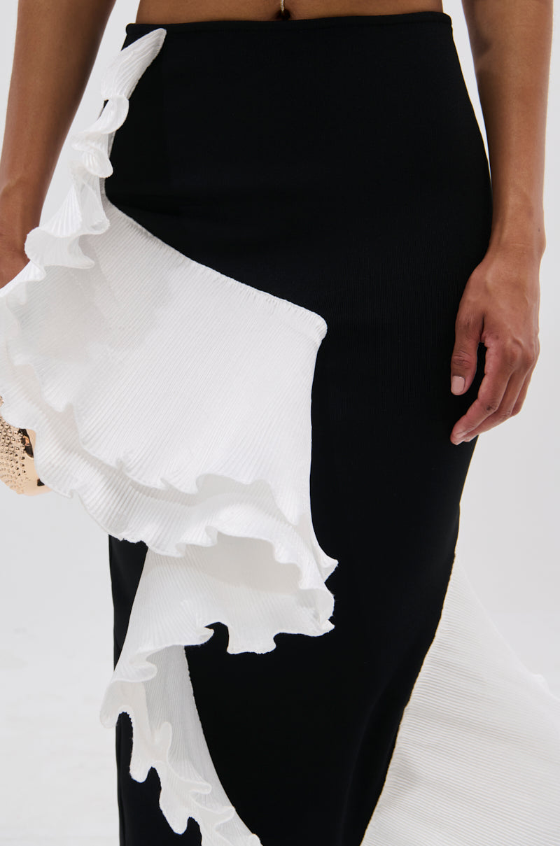 FASHION ICON RUFFLE BANDAGE MAXI SKIRT