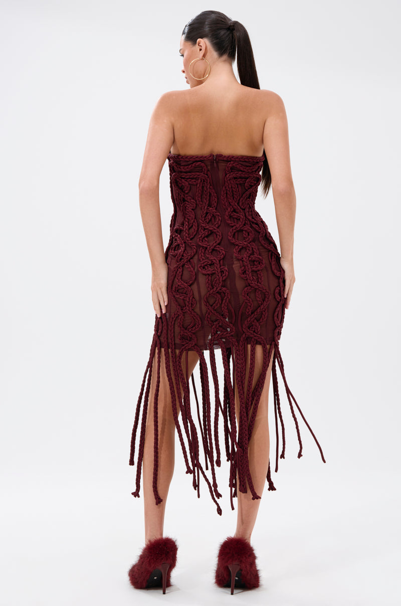 ALL OVER THE PLACE BRAIDED MINI DRESS