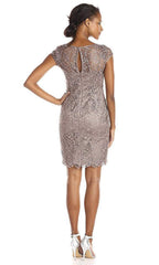 Adrianna Papell - 41877530SC Cap Sleeves Lace Short Dress