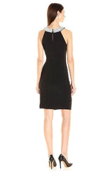Adrianna Papell - AP1D100522 Embellished Neck Short Dress