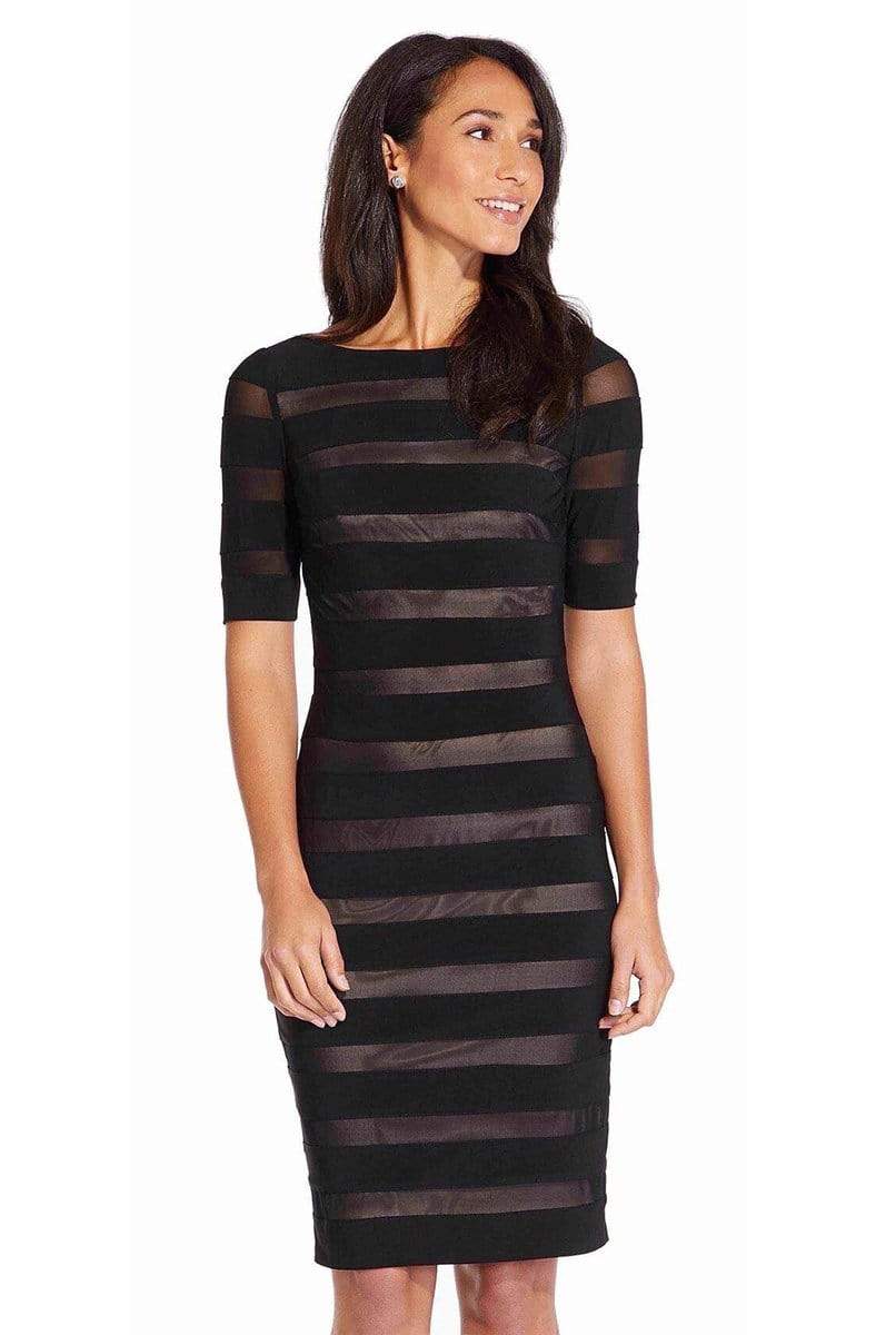 Adrianna Papell - Knee Length Stripe Jersey Sheath Dress AP1D103321SC
